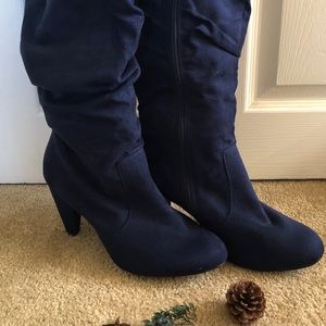 Women’s Navy Wide-Width Blue Heeled Boot